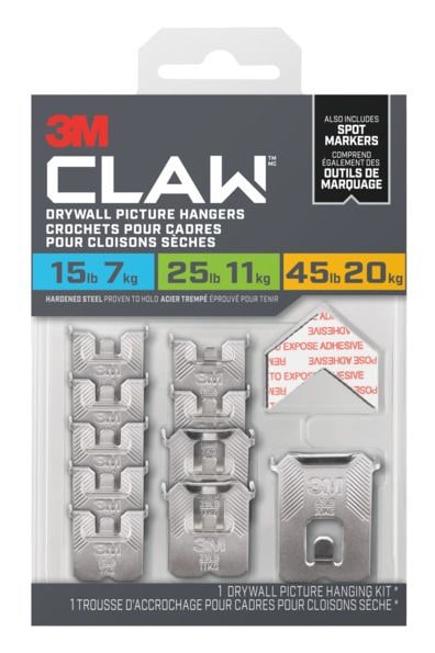 Claw DrywAll Picture Hangers Assorted Kit, 45-lb Capacity