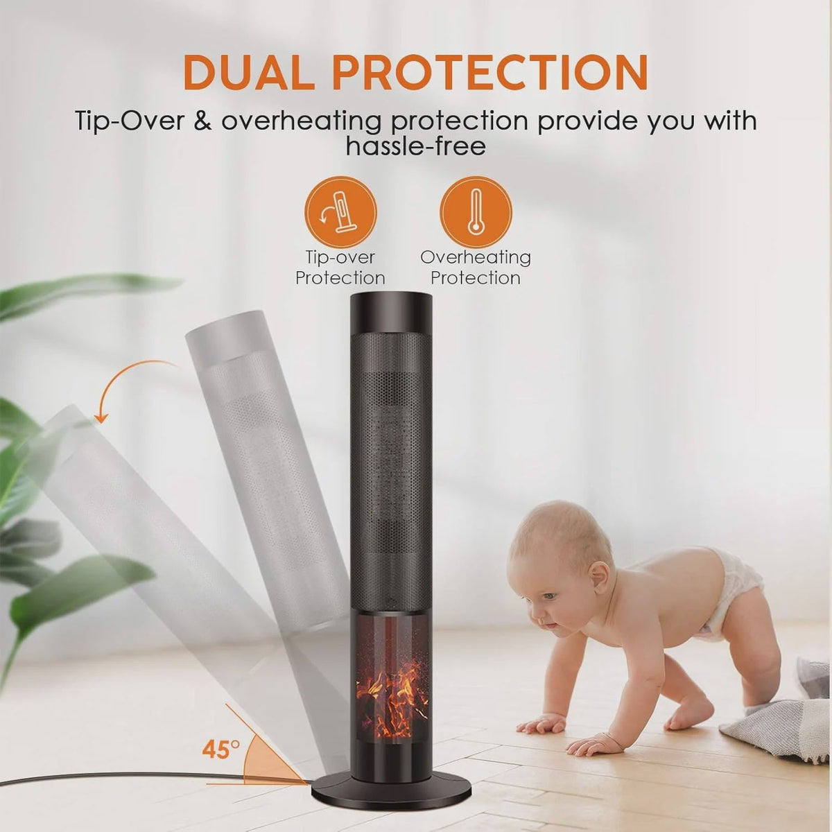 Airchoice 1500W 36 in Ceramic Tower Space Heater, 3 Heat Settings, Adjustable, for 300 sq ft