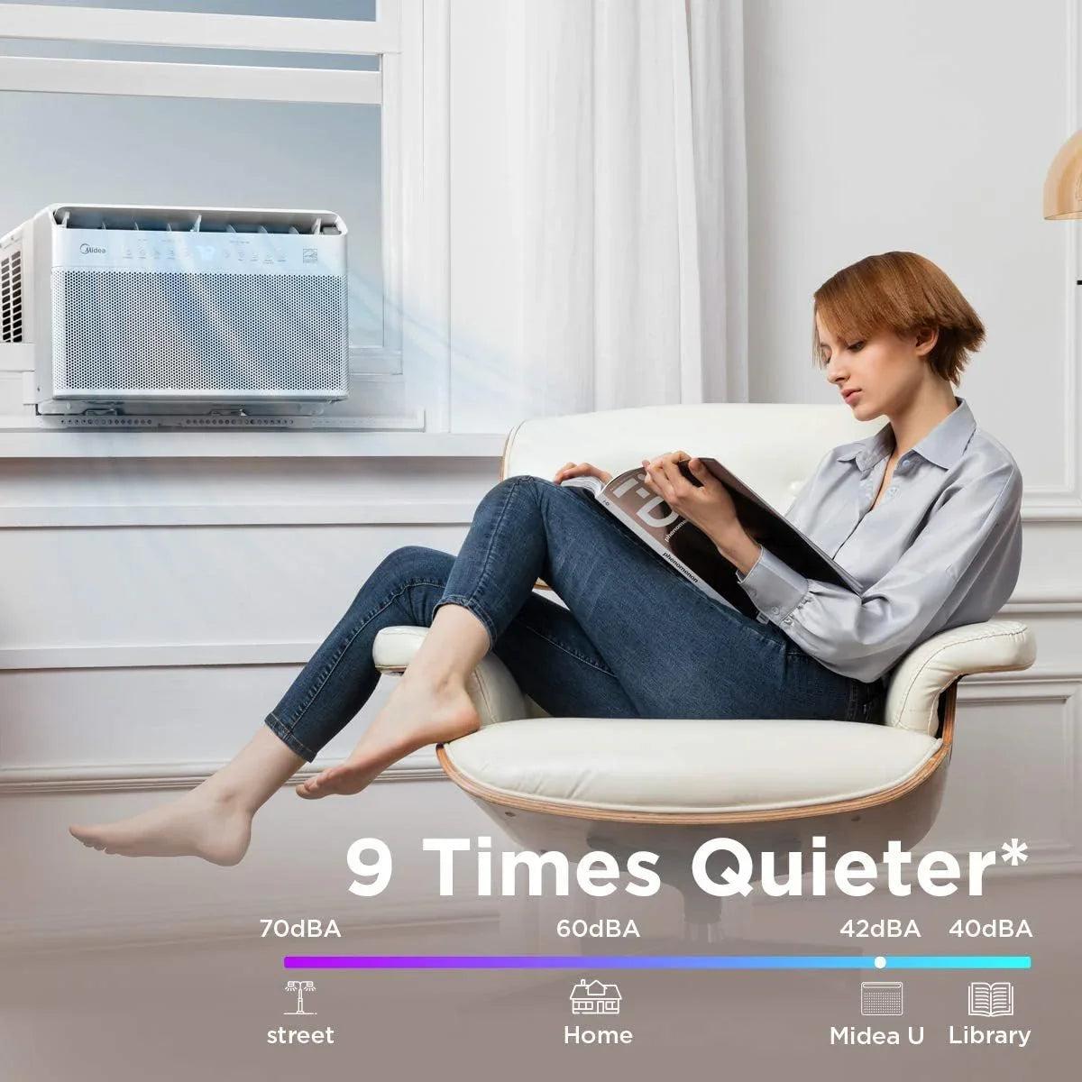 U-Shaped Inverter Window Air Conditioner 12,000BTU with Open Window Flexibility, Robust Installation,Extreme Quiet, 35% Energy Saving, Smart Control, Alexa, Remote, Bracket Included (Renewed)