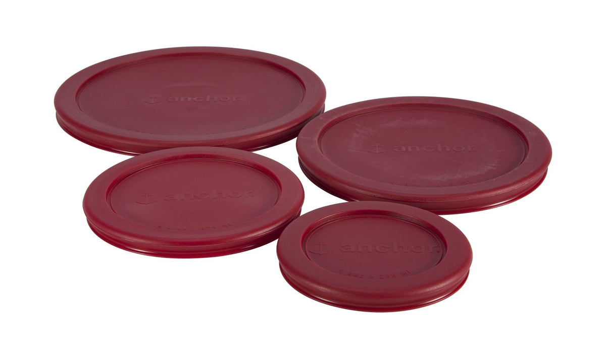 Plastic Lid Set, Red, Assorted Sizes, 4-pc
