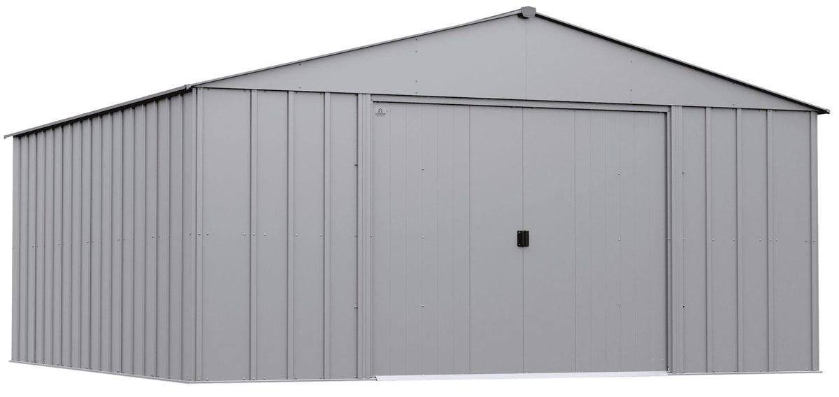 Classic 14x14-ft Flute Grey Corrosion-Resistant Steel Shed