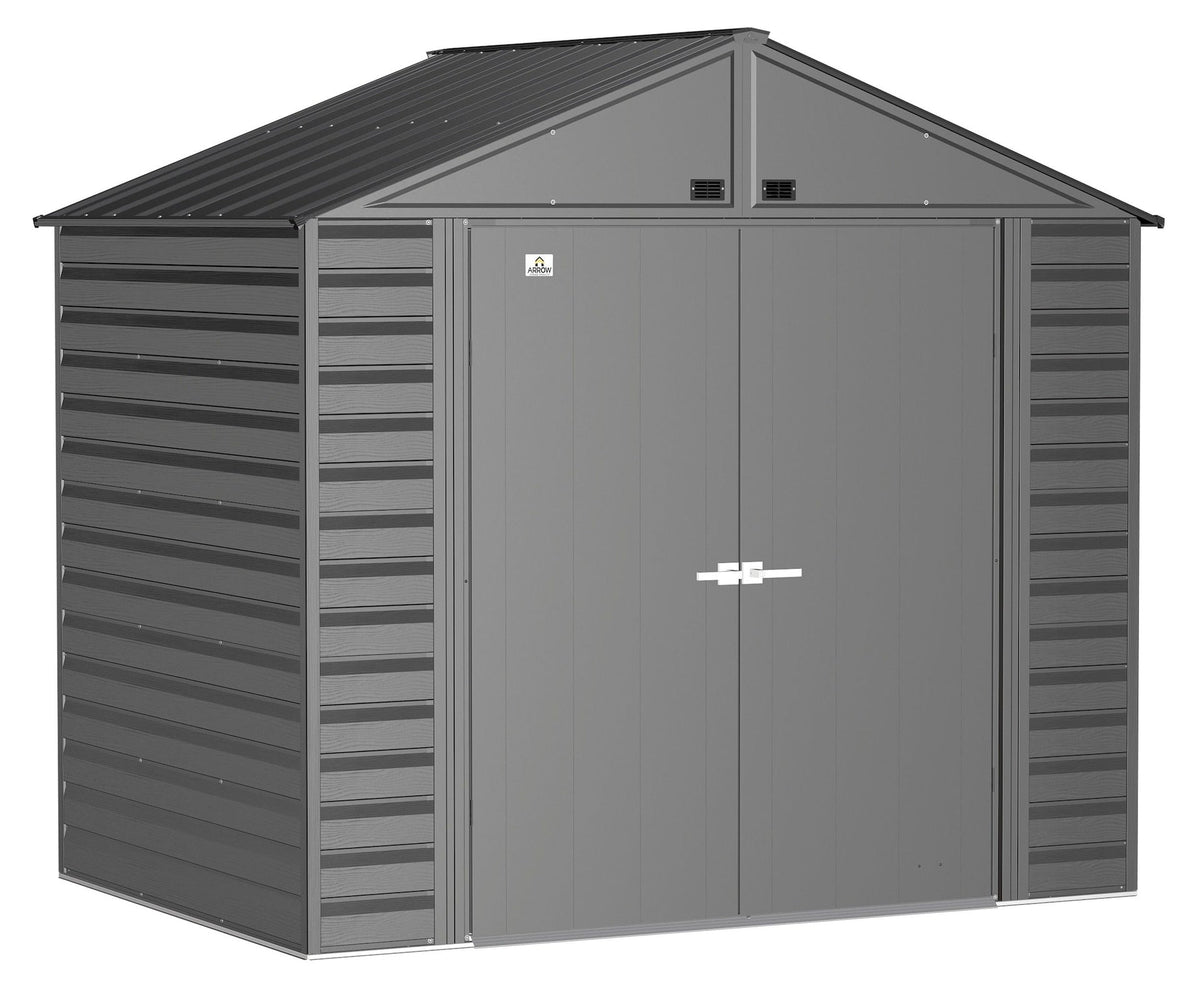Select Galvanized Steel Storage Shed, Charcoal, 8-ft x 6-ft