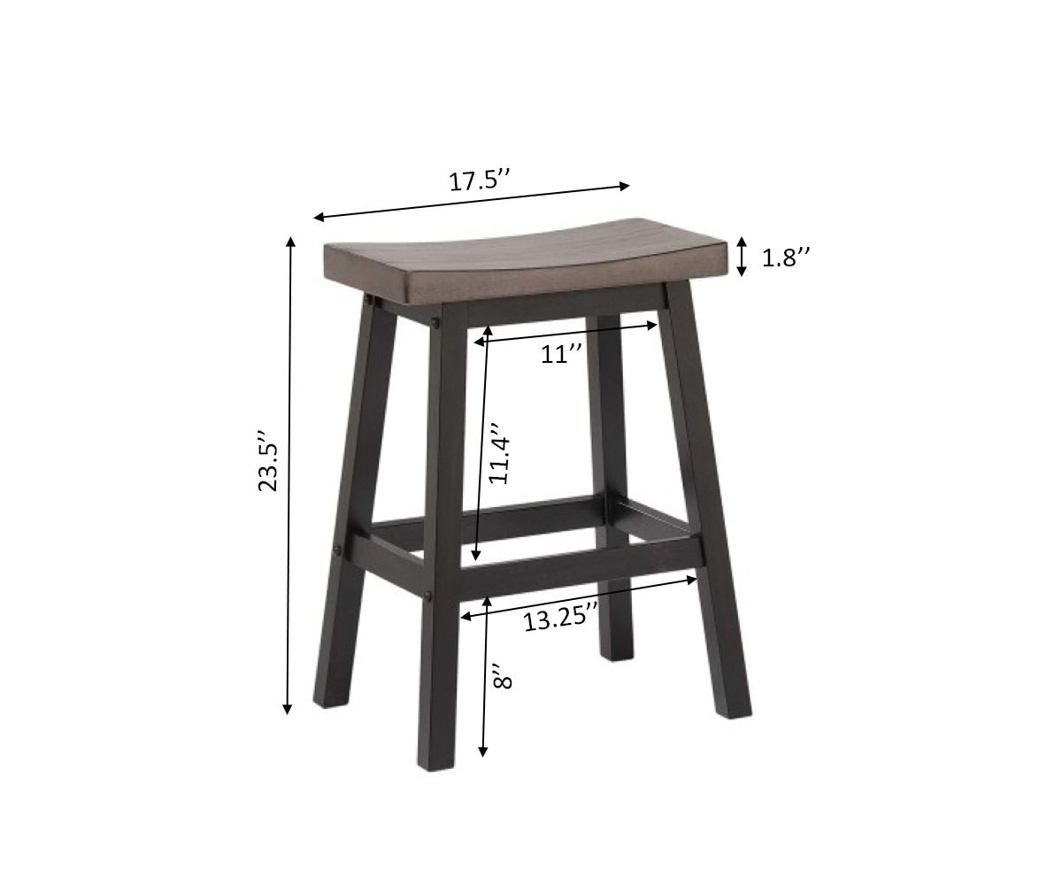 Arnold Oak/Dark Grey Counter/Bar Stool with Back Rest, 2-pc