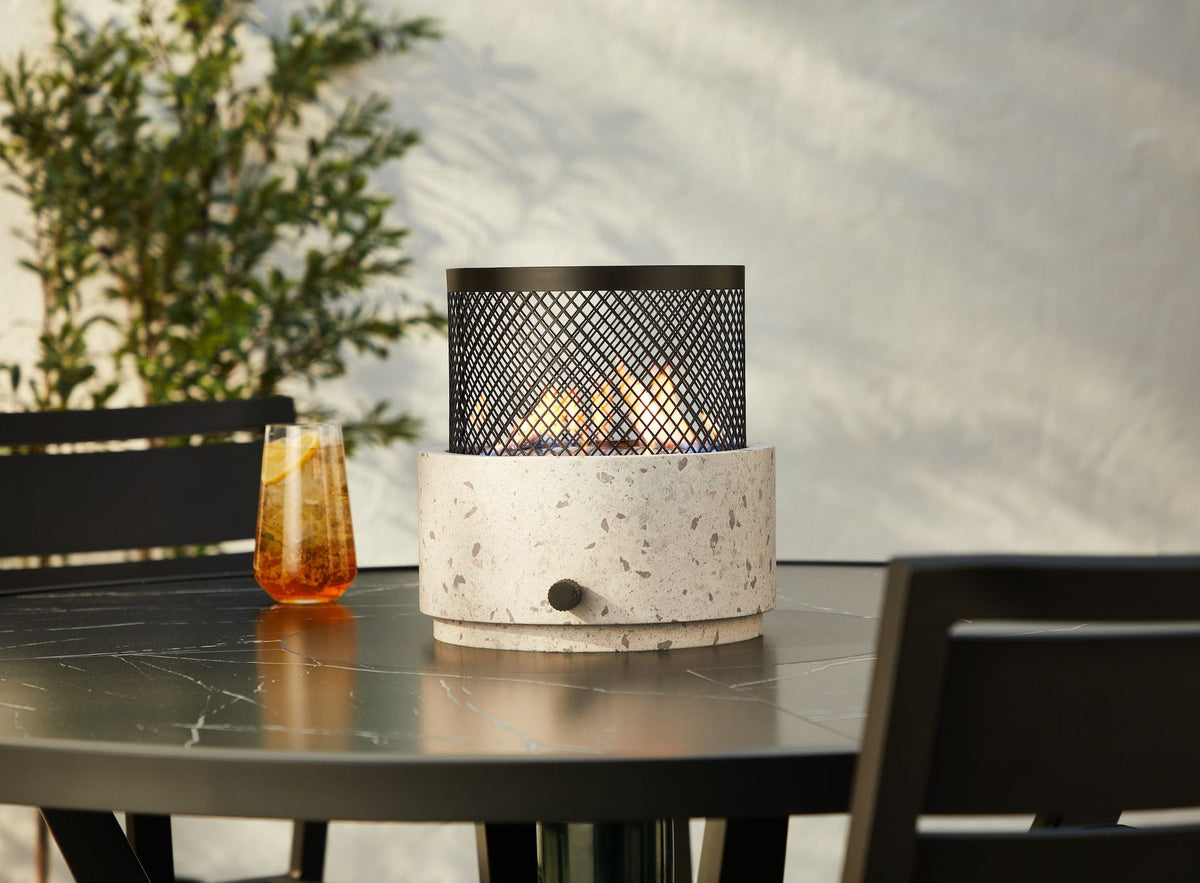 Cinder Round Outdoor Tabletop Gas Fire Pit, 11,000 BTU