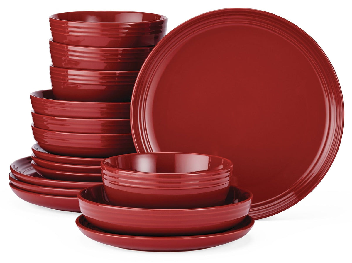 Edenhill Farmhouse Bistro Stoneware Dinnerware Set, Serves 4, 16-pc, Red