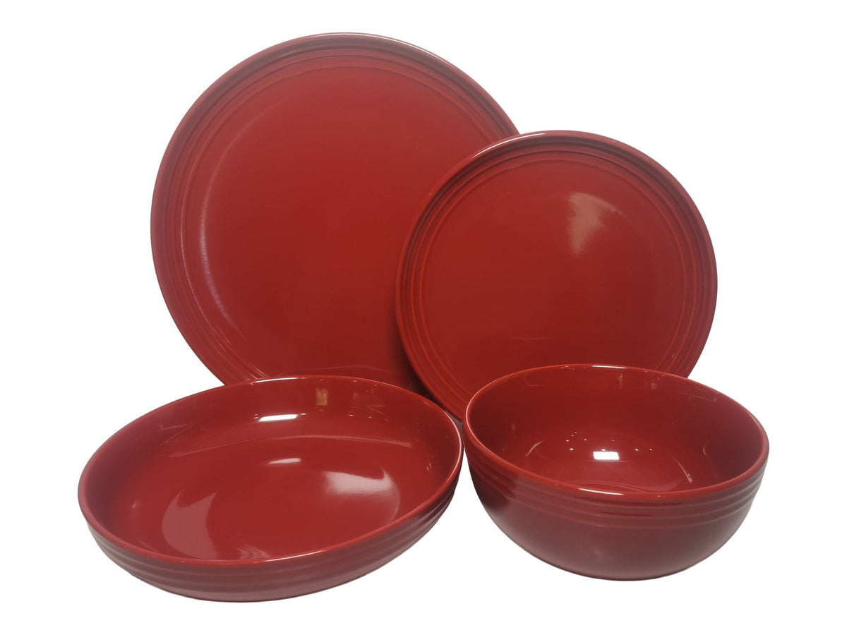Edenhill Farmhouse Bistro Stoneware Dinnerware Set, Serves 4, 16-pc, Red