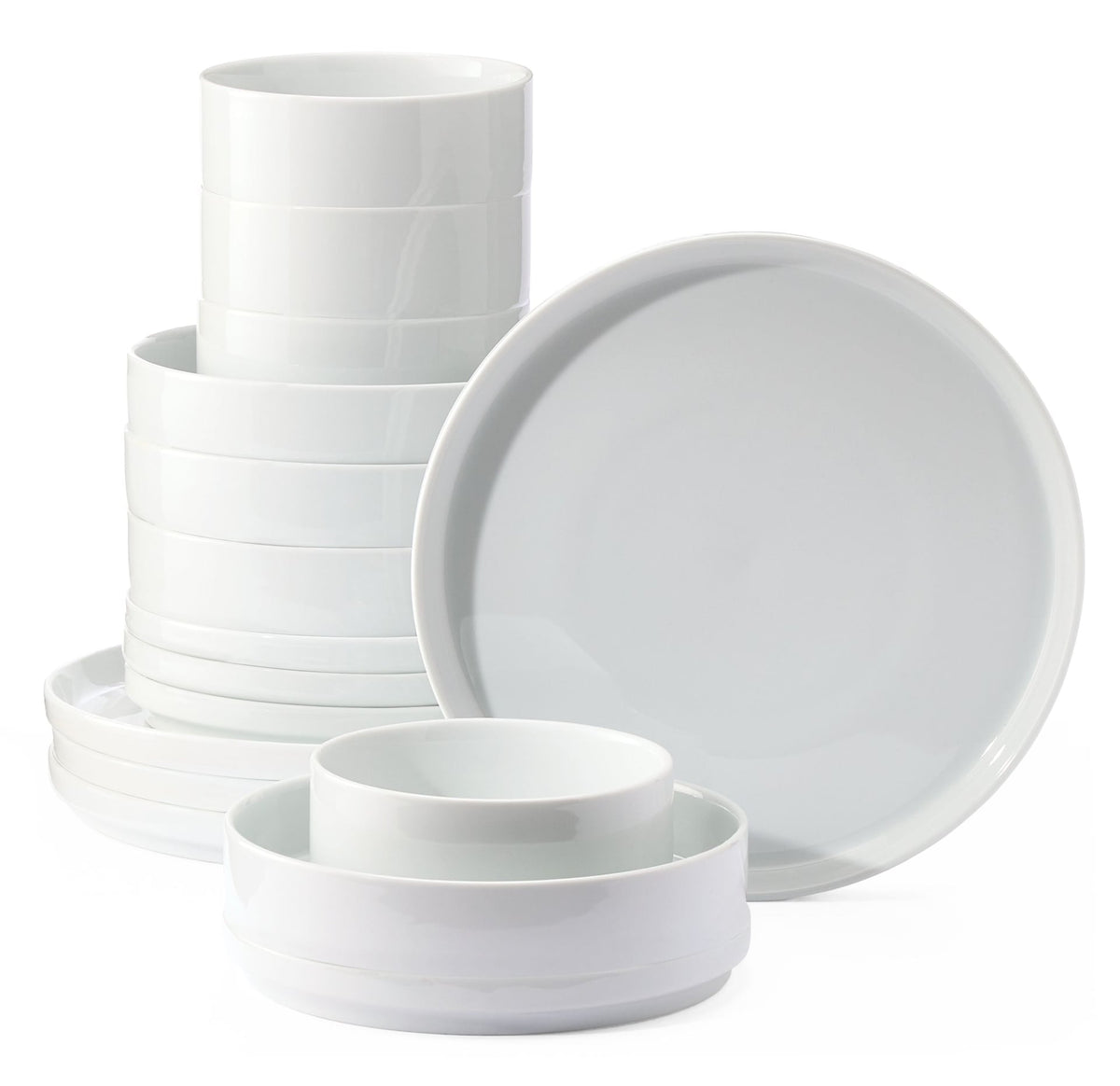 Tate Modern Edge Porcelain Dinnerware Set, Serves 4, 16-pc, White