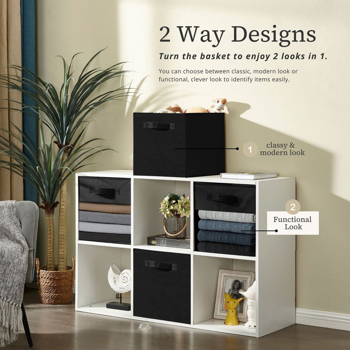 Collapsible Transparent Front Cube, 11-in, 6-pk, Black