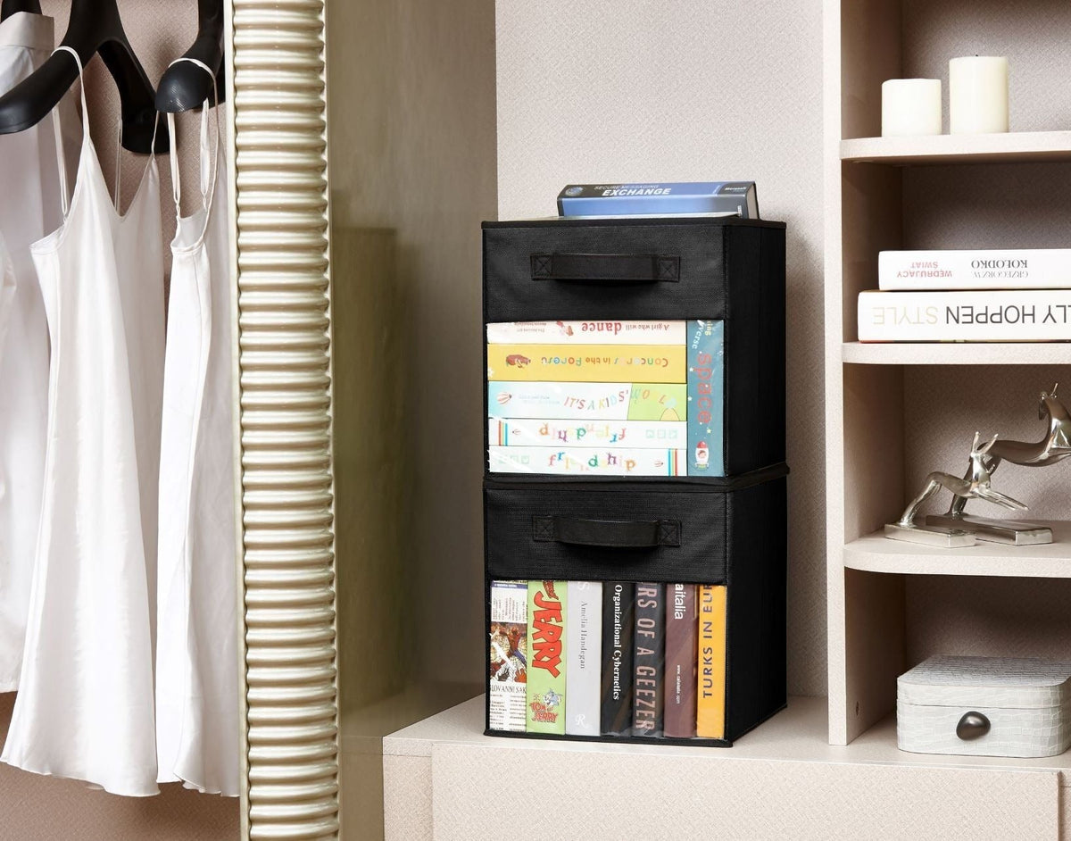 Collapsible Transparent Front Cube, 11-in, 6-pk, Black
