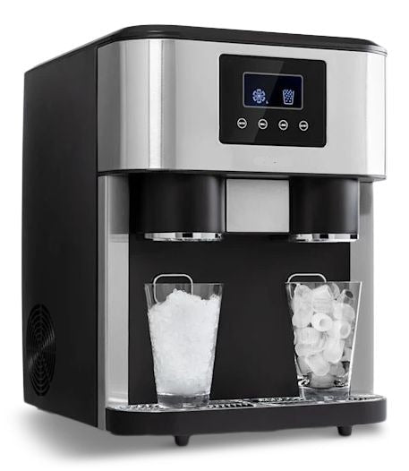 3-in-1 Compact Countertop Water Dispenser & Ice Maker with LED Display, 33-lb Ice/Day, Stainless Steel