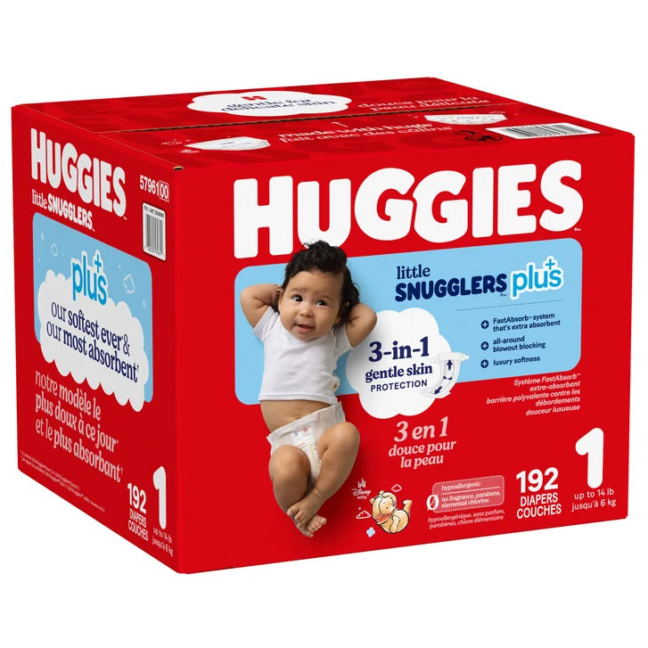 Little Snugglers Plus Diapers, Sizes 1 - 2