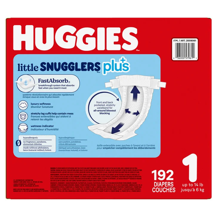 Little Snugglers Plus Diapers, Sizes 1 - 2
