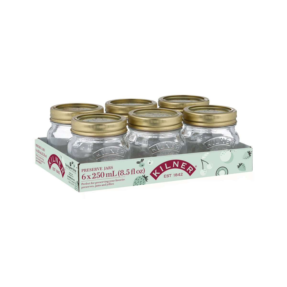 Regular Mouth Glass Mason Jars with Sealing Lids, 250 mL, 6 Count