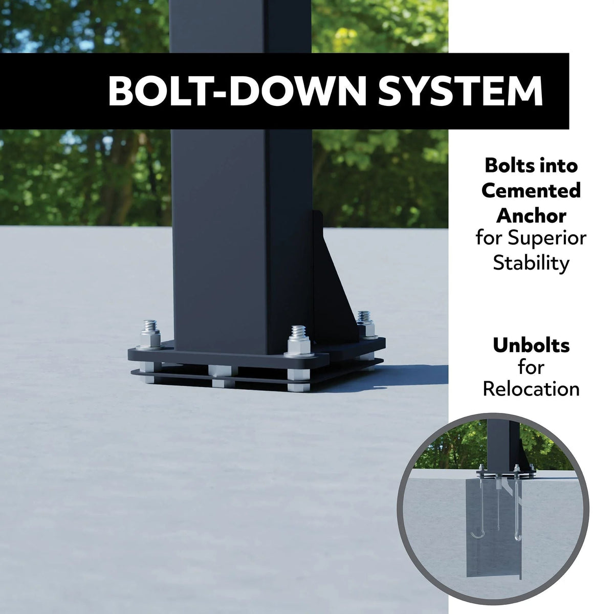 In-Ground Crank Adjust Bolt Down Outdoor Basketball Hoop, 50-in