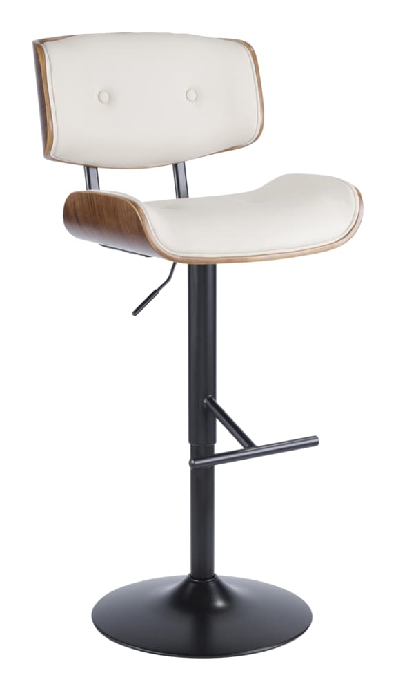 Lombardi PU Leather Swivel Counter/Bar Stool Adjustable Height, Walnut/Cream