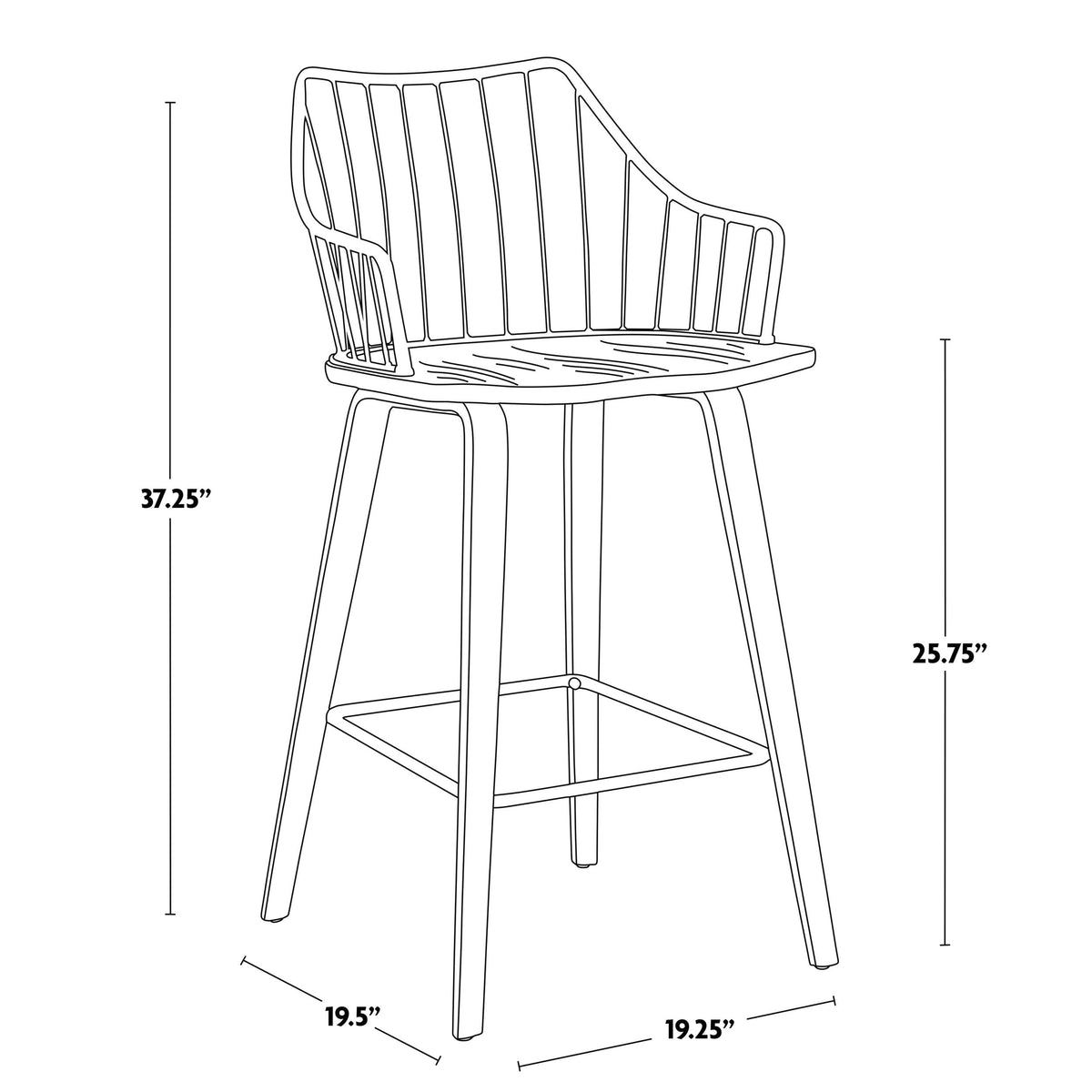 Winston Fixed-Height Counter Stool, Wood, 26-in