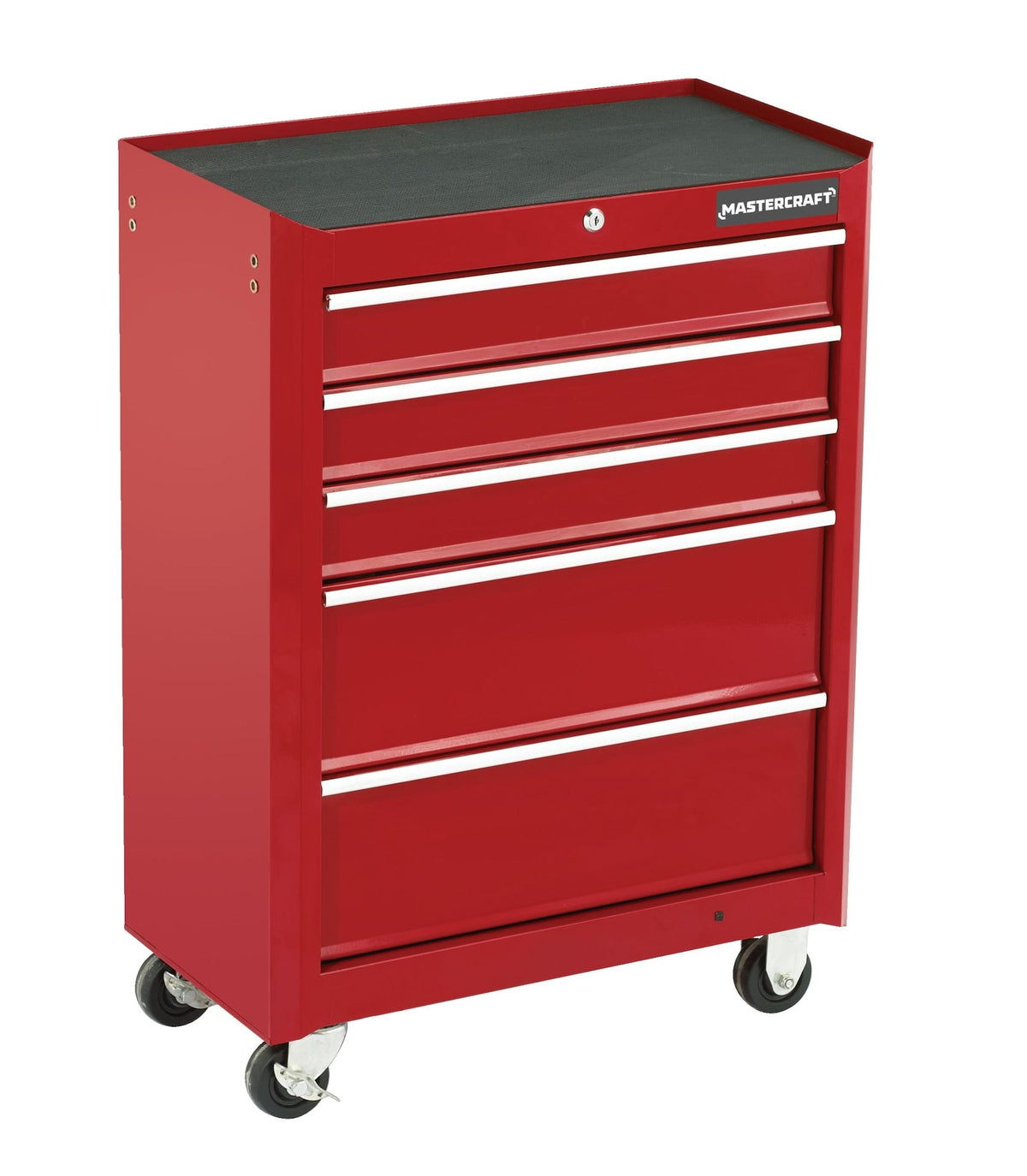 Rolling Tools Storage Cabinet with 5 Drawers, Deep Red, 24-in