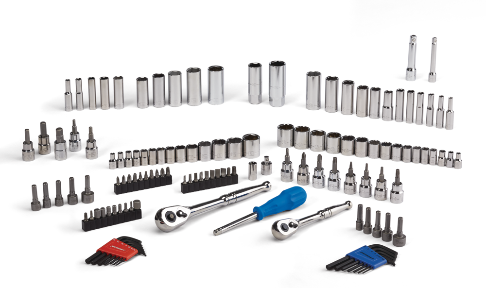 Socket Set, 128-pc, SAE / Metric, CRV, Nickel-Chrome Plating