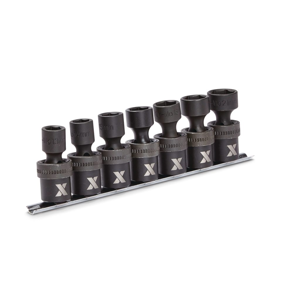 1/2-in Drive Swivel Impact Socket Set, 7-pc, Metric, Cr-Mo