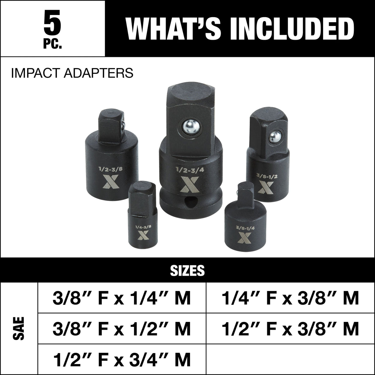 Impact Adapter Set with Case, 5-pc