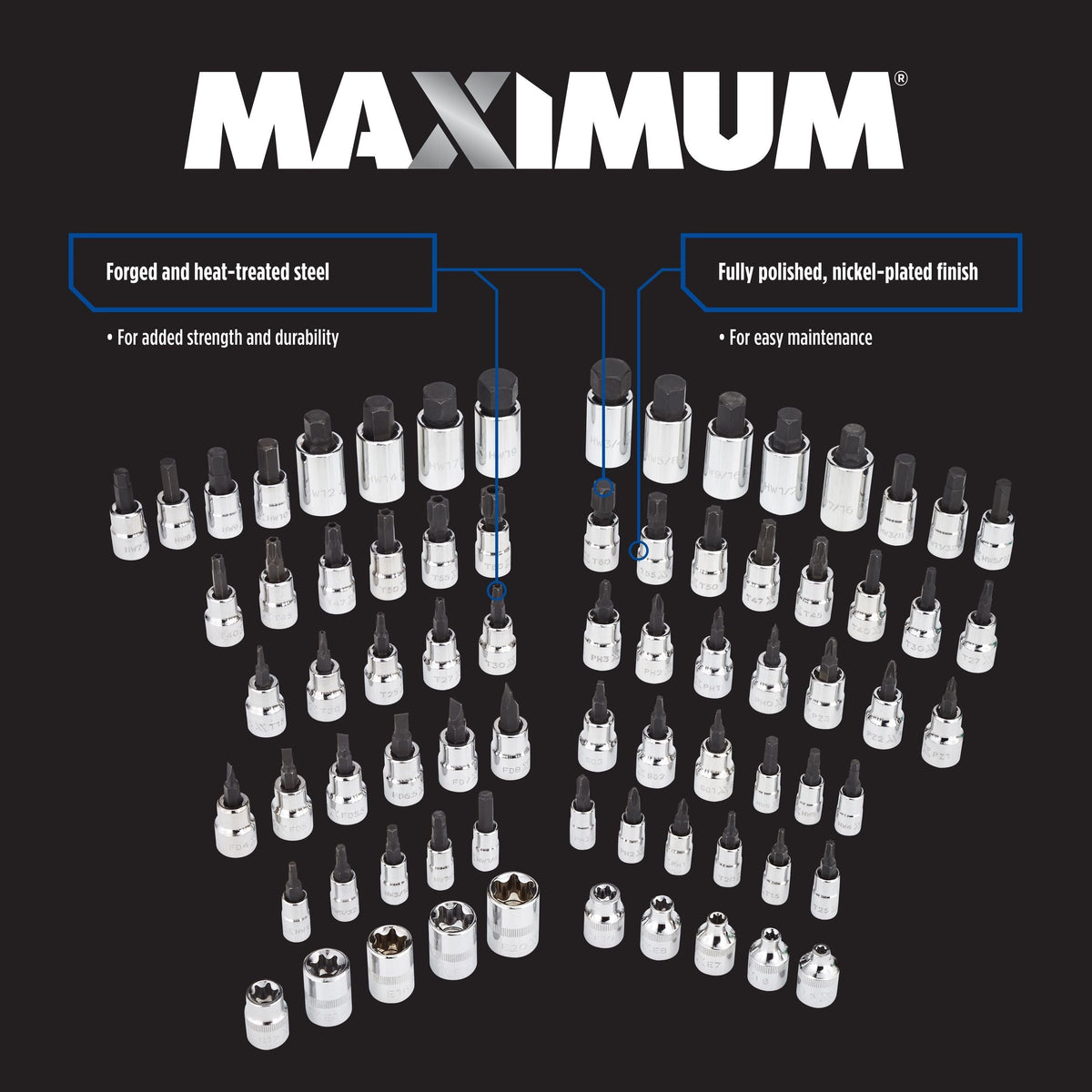 Professional Grade Bit Socket Set, 75-pc
