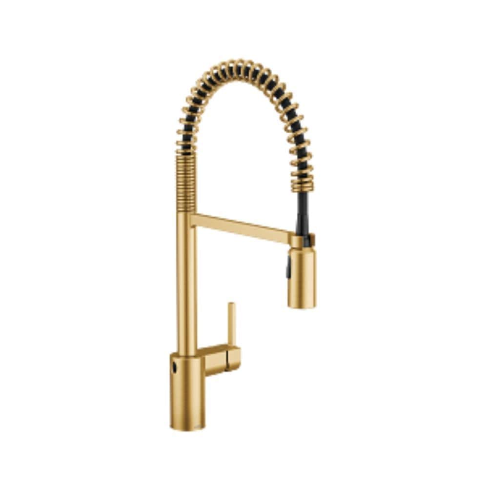 Single Handle Pull Down Kitchen Faucet with Wave & Power Clean, Brushed Gold