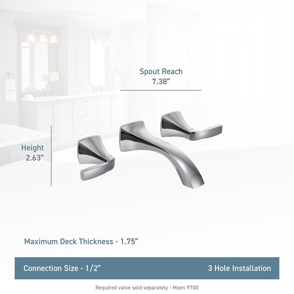 Voss Two-Handle Wall Mount Bathroom Faucet Trim Kit (Valve Required), Chrome