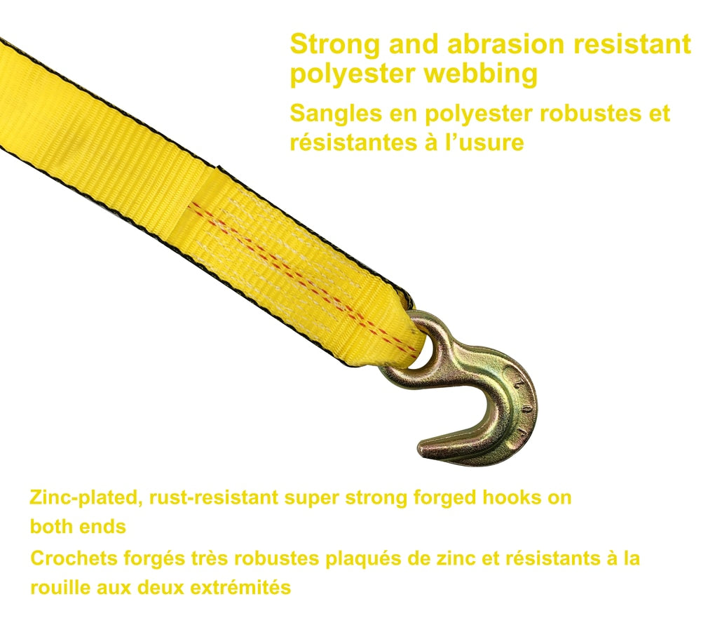 9,000-lb Tow Strap with Rust-Resistant Hooks, 2-in x 20-ft