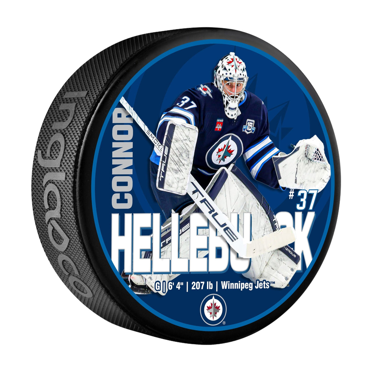 Connor Hellebuyck Hockey Puck, 6-oz