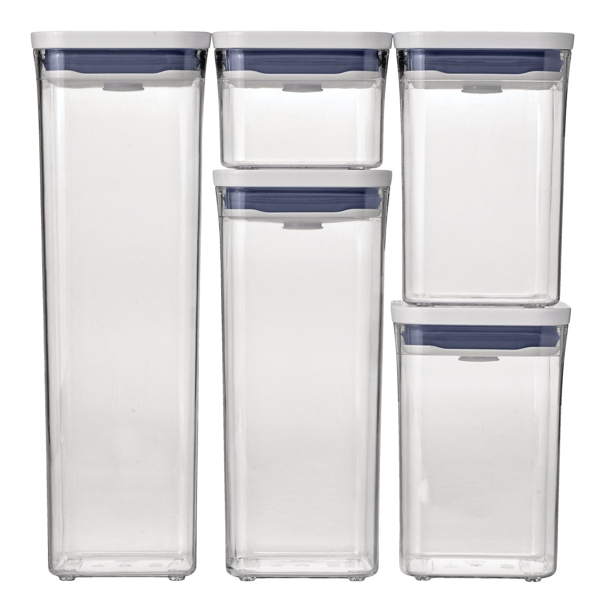 POP Starter Plastic Food Storage Container Set, Various Sizes, White, with Lid, 5 Count