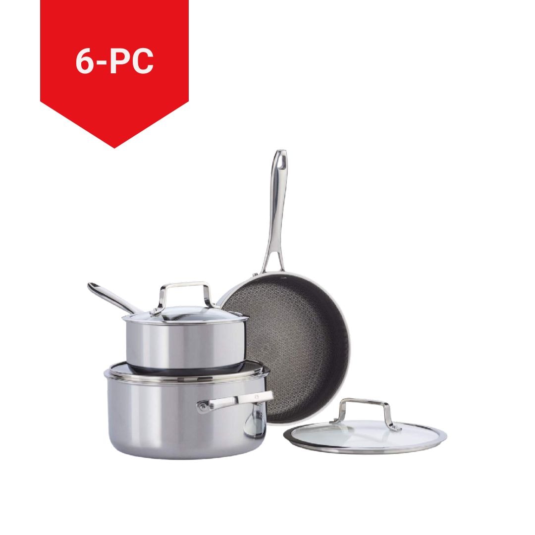 PFOA-Free Hybrid Clad Cookware Pot Set, 6-pc