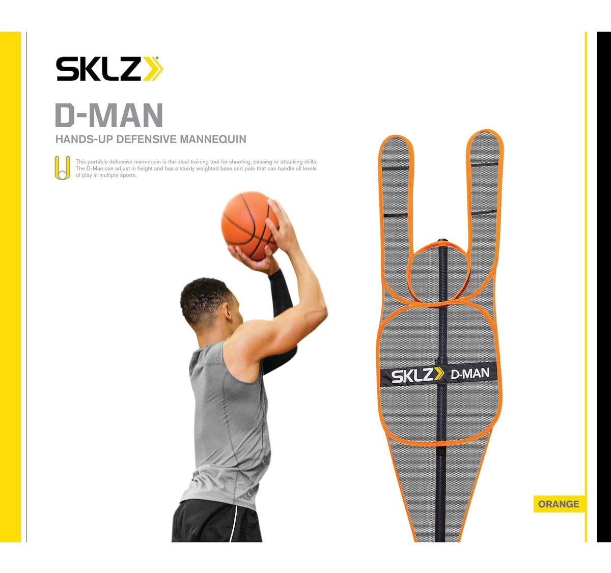 D-Man Portable Height-Adjustable Hands-Up Defensive Mannequin, Basketball Training Aid