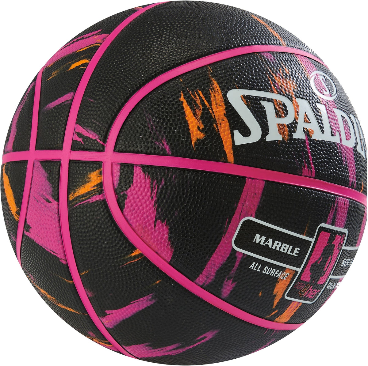 Marble Series 4Her Outdoor Rubber Basketball, Size 6 (28.5-in), Black/Pink