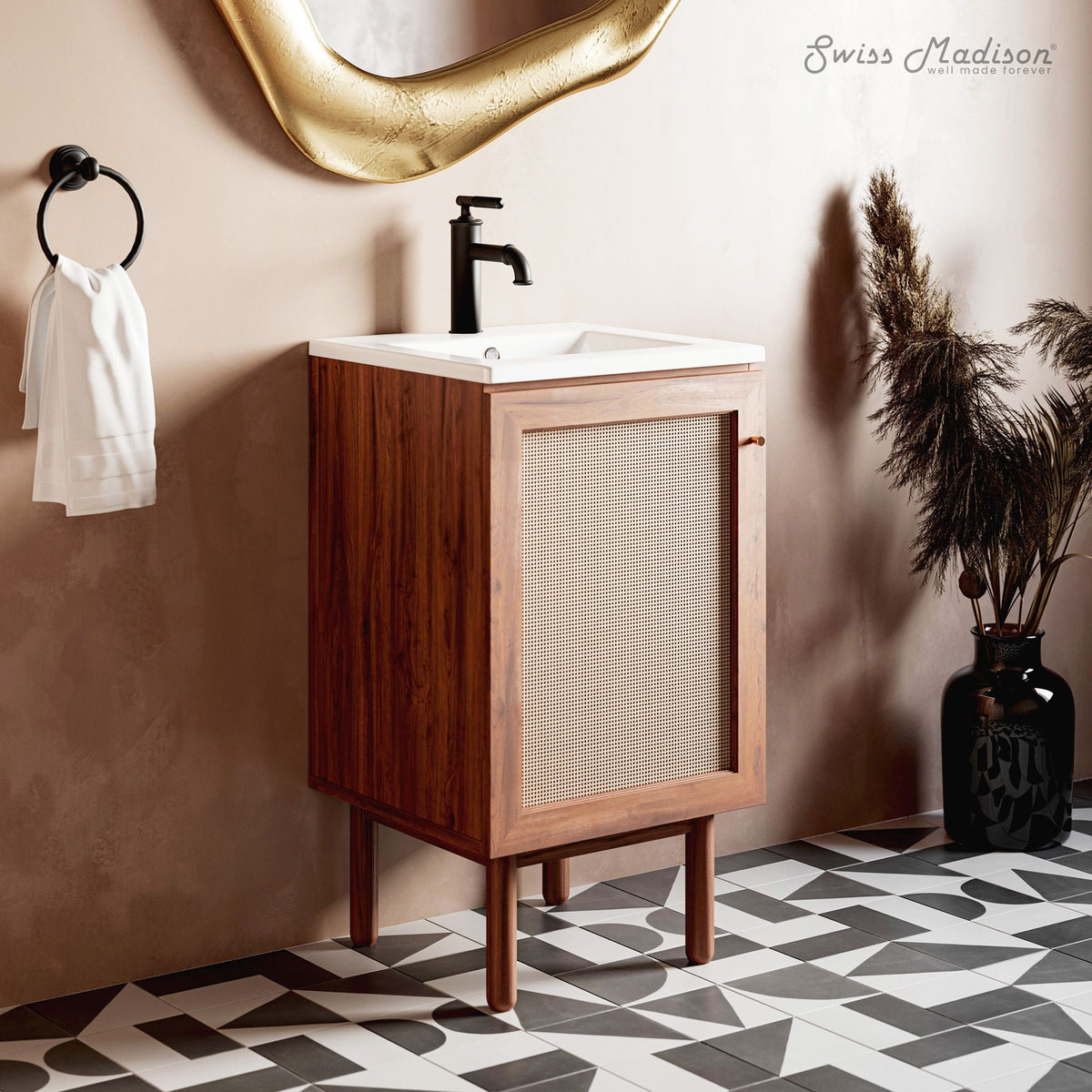 Ceramic Square Vanity Sink Top, 18-in