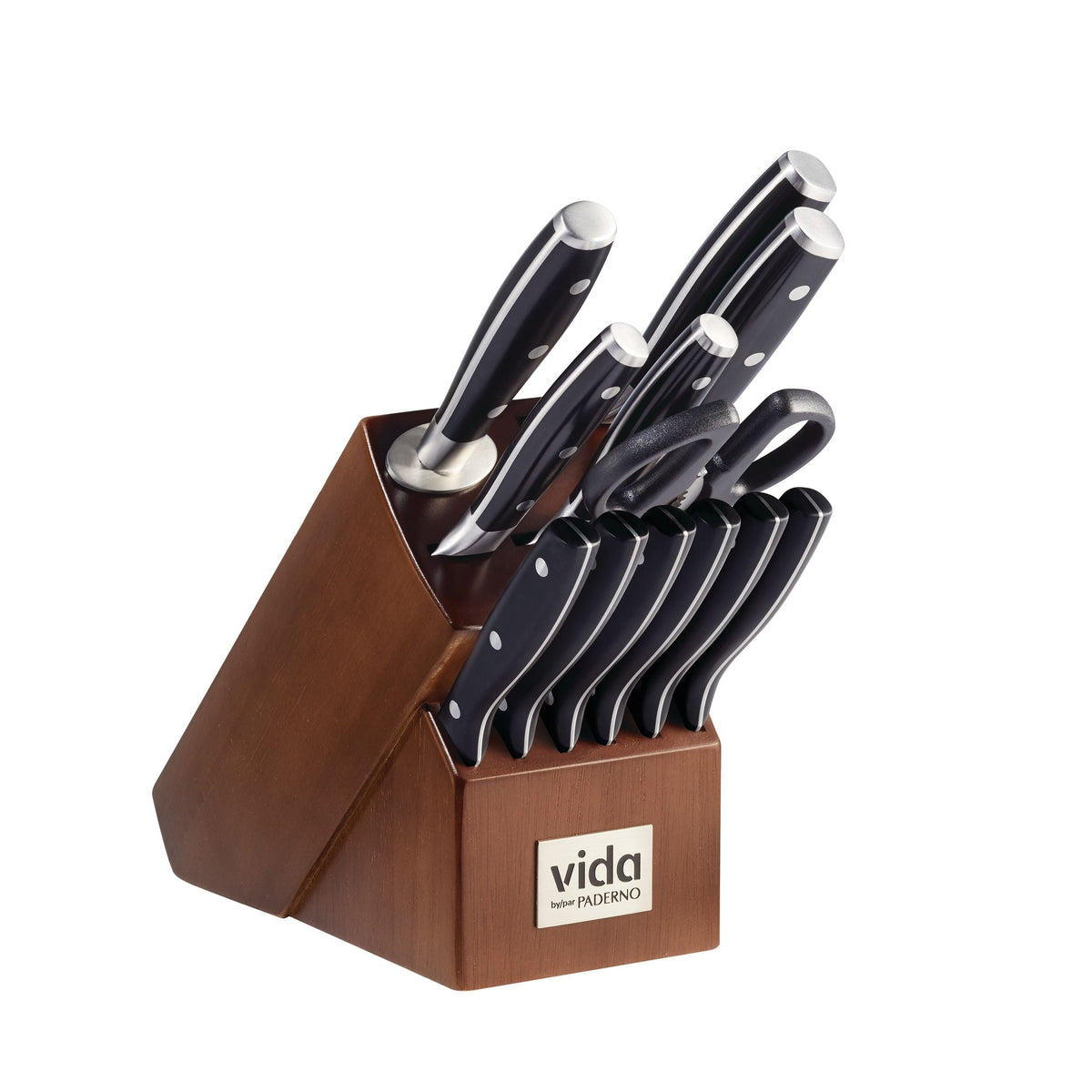 Japanese Steel Knife Block Set, Ergonomic Grip, 14-pc