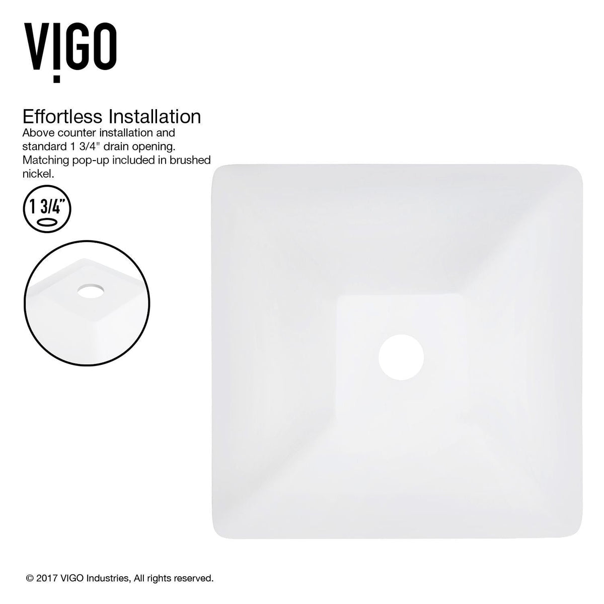 Hibiscus White Bathroom Sink/Basin Set with Niko Faucet and Square Composite Vessel