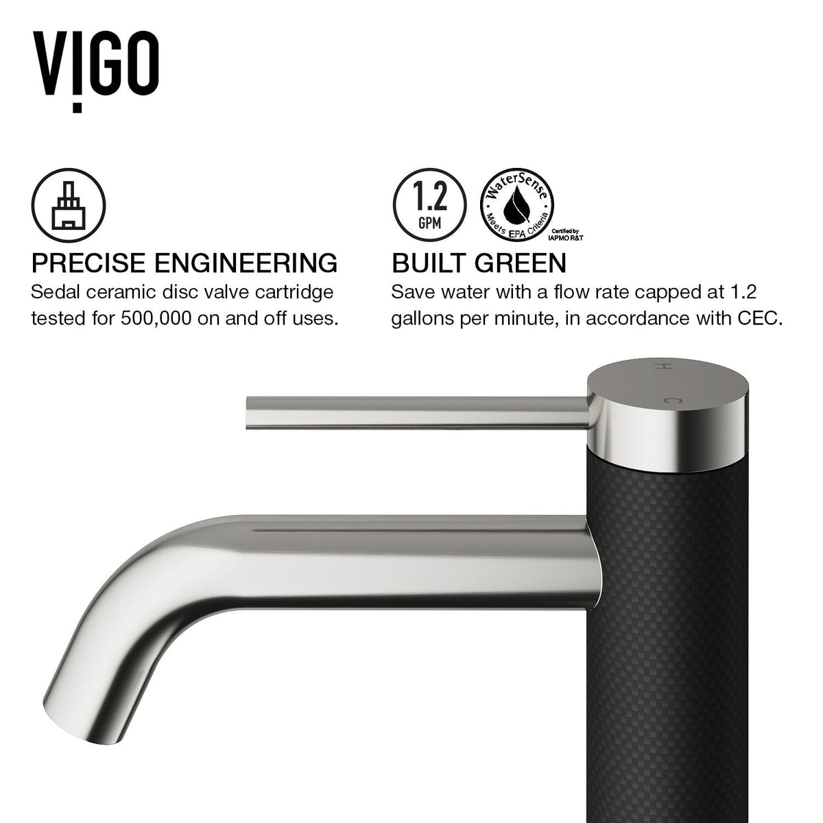 Lexington Single Handle Vessel Sink Bathroom Faucet with cFiber Body, Brushed Nickel