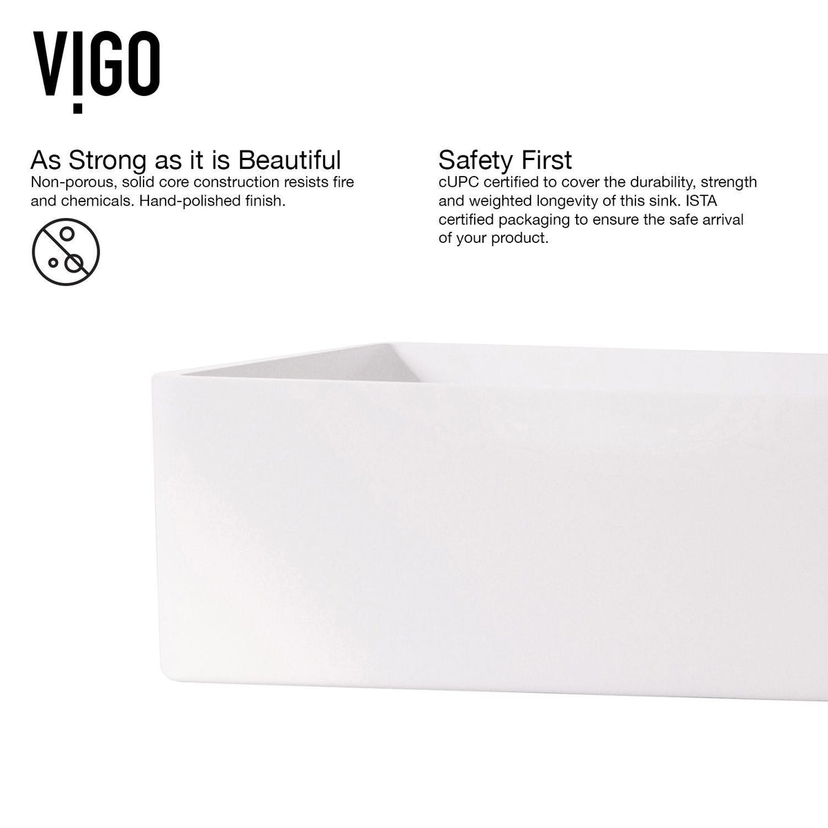Magnolia White Bathroom Sink/Basin Set with Matte Gold Duris Faucet and Rectangular Composite Vessel