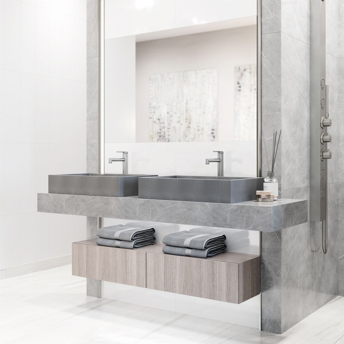 Orvieto Gothic 24x15-in Deep Grey Bathroom Sink/Basin with Rectangular Vessel