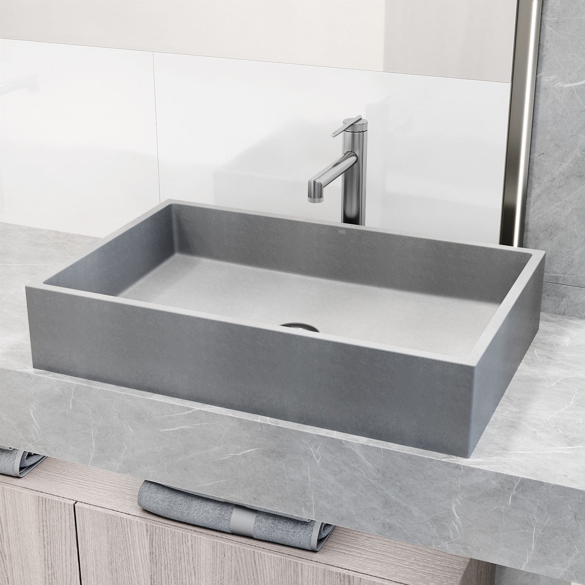 Orvieto Gothic 24x15-in Deep Grey Bathroom Sink/Basin with Rectangular Vessel