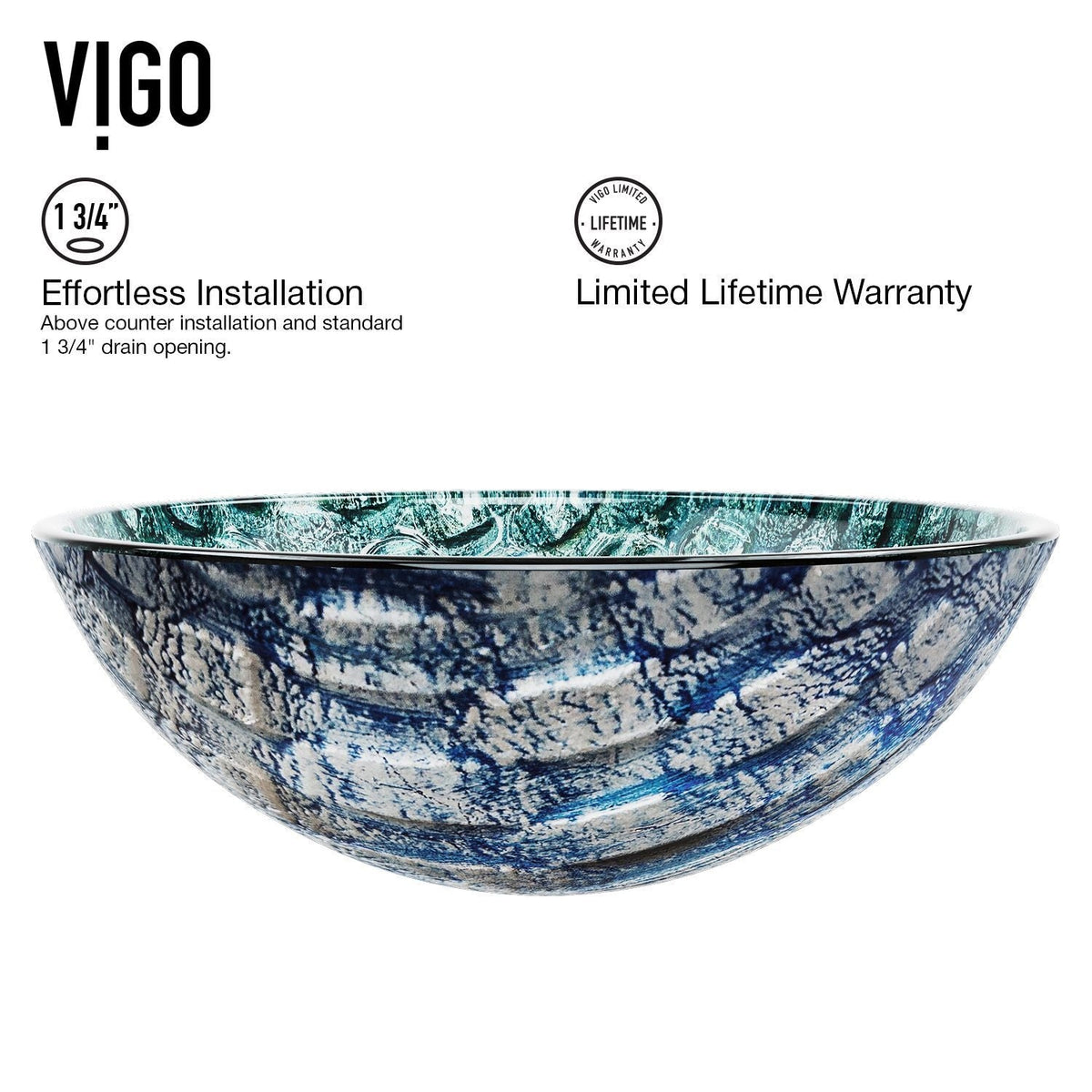 Round Glass Vessel Bathroom Sink/Basin with Scratch-Resistant Surface, Oceania