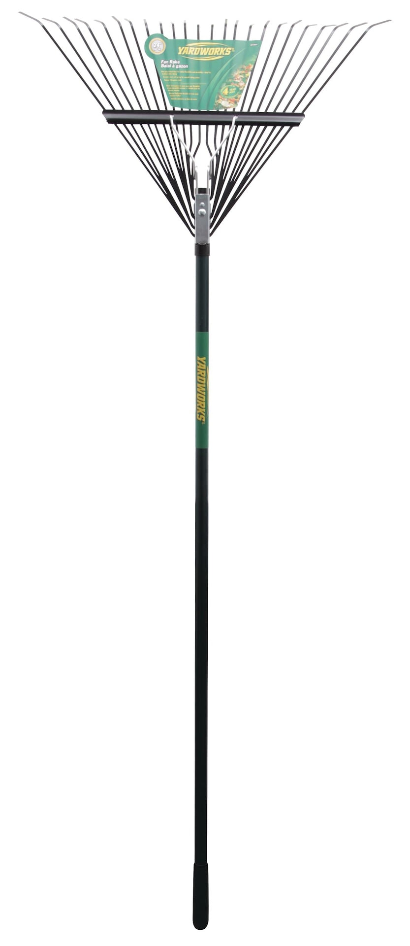 24-Tine Metal Leaf Rake with Fibreglass Shaft, 24-in