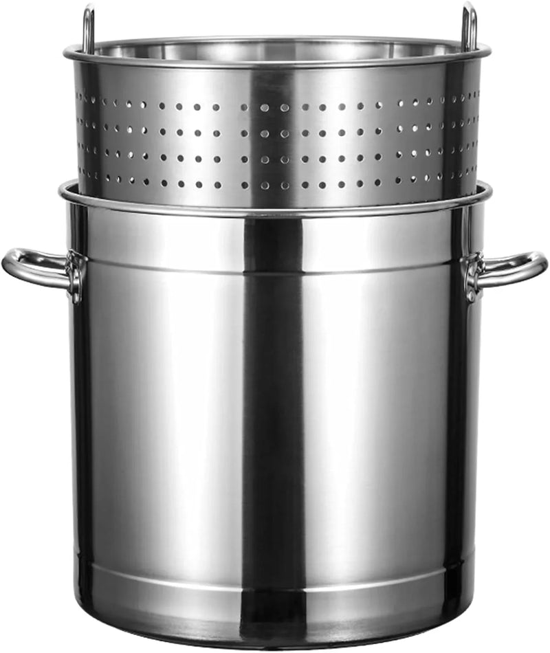 Outdoor Cooking Crawfish Seafood Boil Pot - Stainless Steel Stock Pot with Strainer Basket for Lobster Crab Boil and Shrimp Boil,17.8in/100 quart/25 Gallon J6309