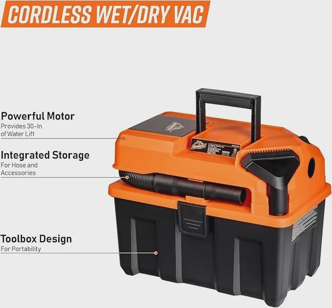 2.5-Gallon 20V Cordless Wet Dry Vacuum C DVTB202 0902