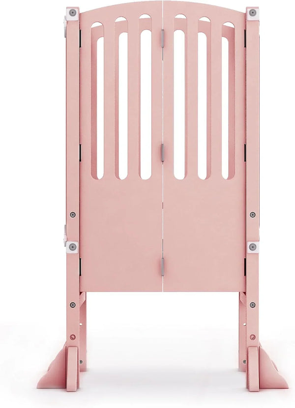 Infant Tower Stool - Modern Style - White: A foldable and height-adjustable Montessori wooden learning furniture with a fixed device Q4