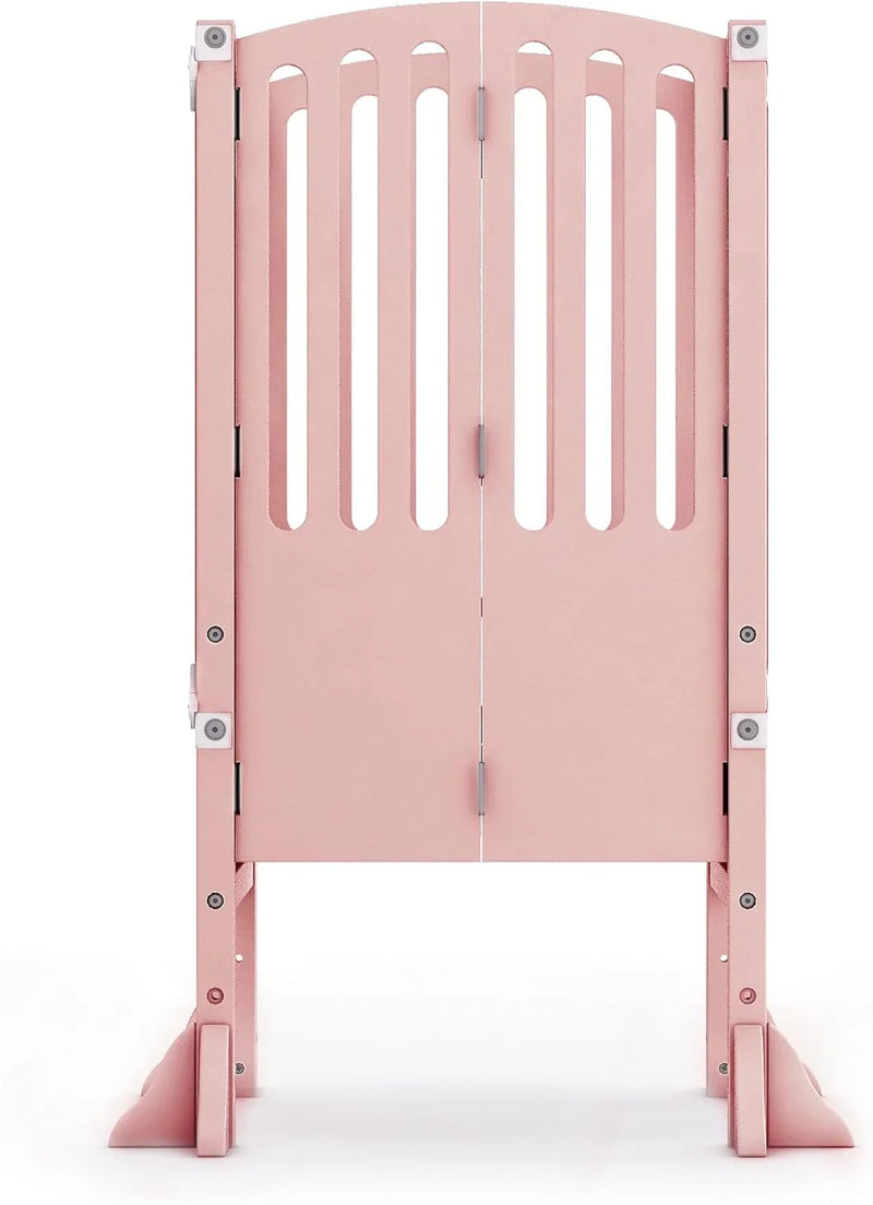Infant Tower Stool - Modern Style - White: A foldable and height-adjustable Montessori wooden learning furniture with a fixed device Z1329
