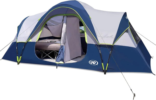 Camping Tent 10-Person-Family Tents, Parties, Music Festival Tent, Big, Easy Up, 5 Large Mesh Windows, Double Layer, 2 Room, Waterproof, Weather Resistant, 18ft x 9ft x78in B6499