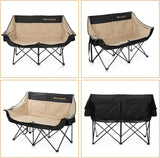 Double camping chair - Large-sized adult camping couple seat cushion suitable for two people. 650 pounds load-bearing capacity - Heavy-duty foldable camping chair, equipped with a cooling bag, suitable for outdoor activities and beach use.
