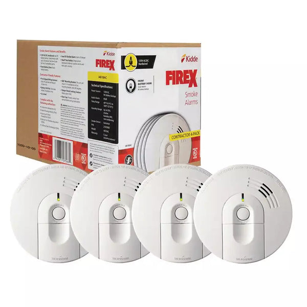 i4618 4-Pack Hardwired Smoke Alarm with Ionization Sensor, 120V AC, 9V Battery Backup B8420