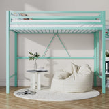 Loft Bed Twin Size with Ladder and Guardrail,Heavy Duty Metal Slats Support No Box Spring Needed Small Space Saving Furniture for Bedroom Dorm,Black
